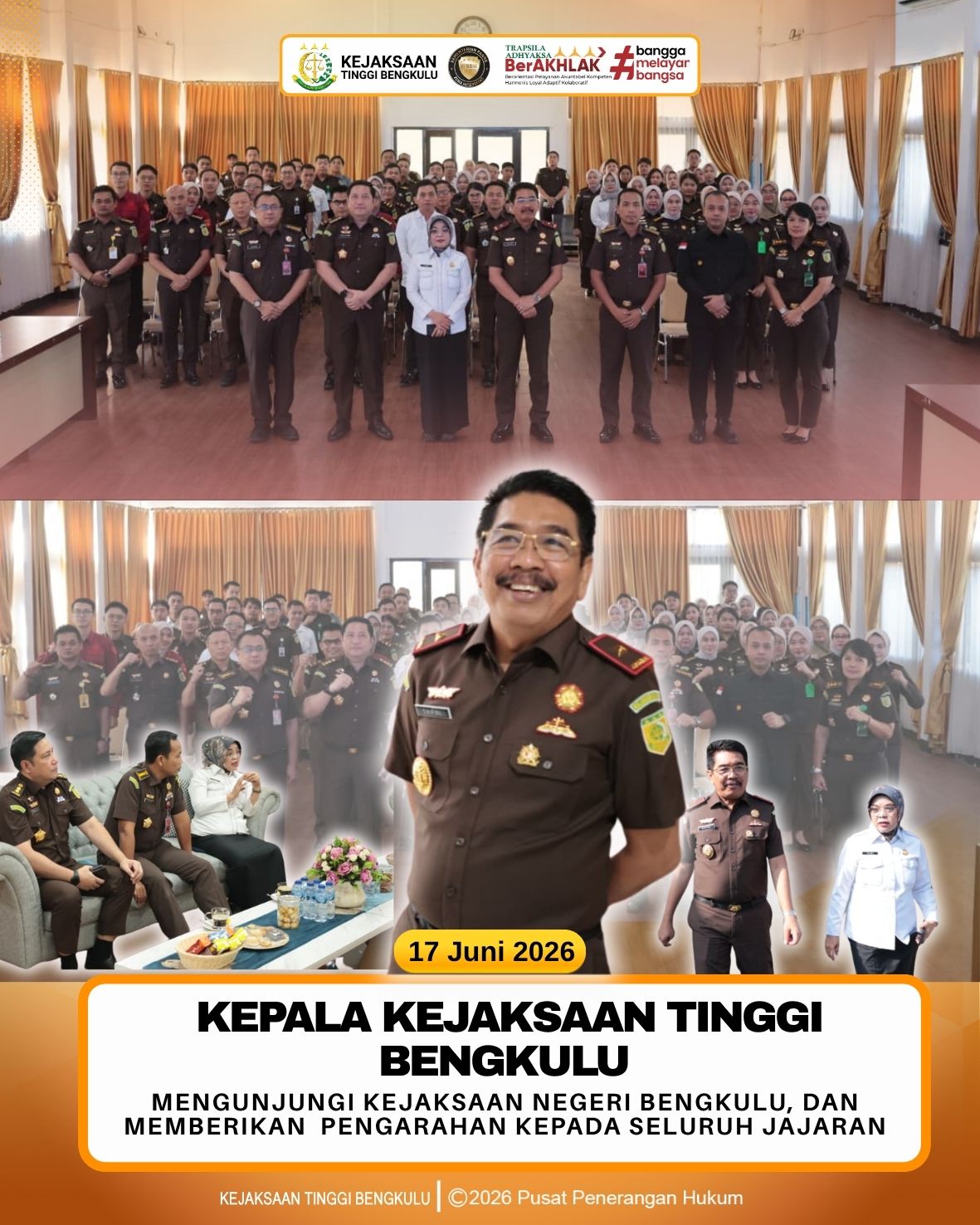 Kunjungi Kejaksaan Negeri Bengkulu Kepala Kejaksaan Tinggi Bengkulu Berikan Pengarahan kepada Seluruh Jajaran
