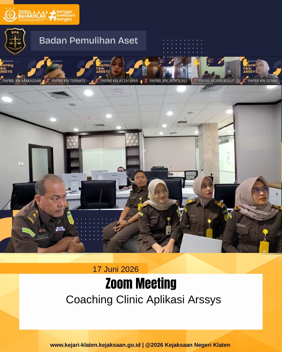 Zoom Meeting Coaching Clinic Aplikasi Arssys
