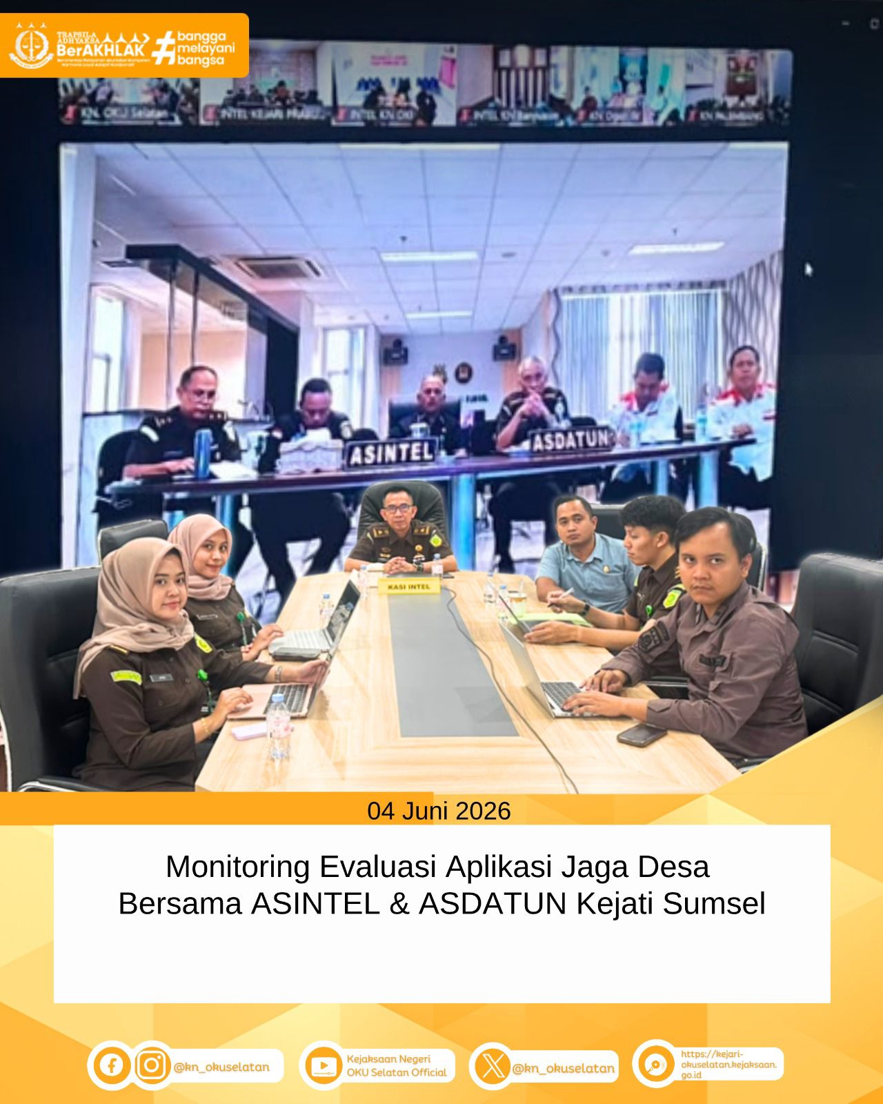 Monitoring dan Evaluasi Percepatan Akselerasi Pembangunan Desa dan Jaga Desa bersama ASINTEL  ASDATUN Kejati Sumsel