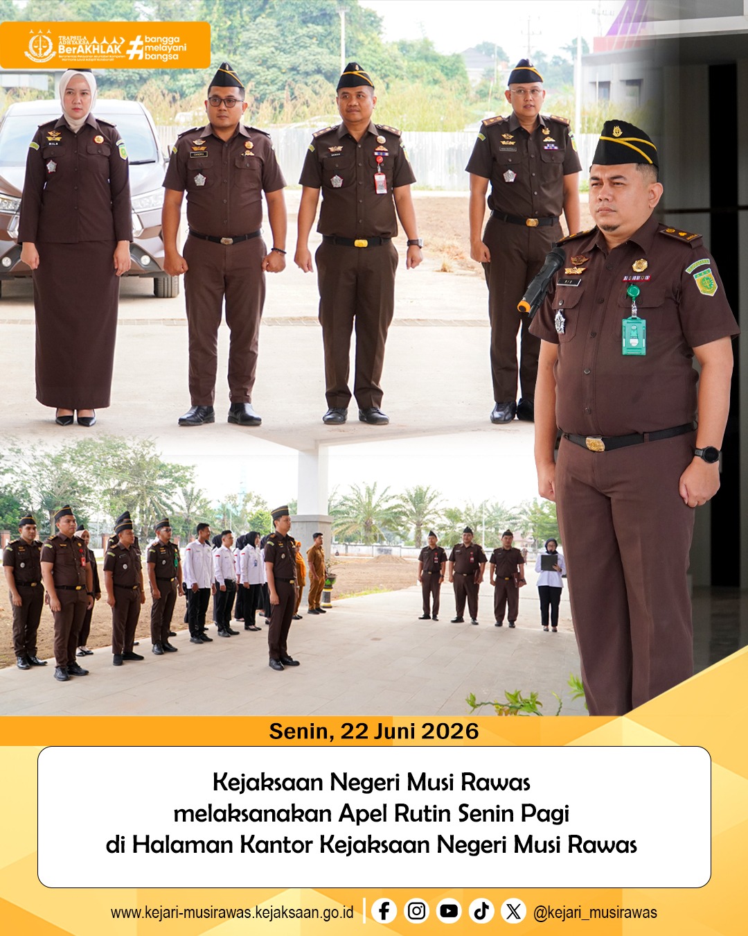 Kejaksaan Negeri Musi Rawas melaksanakan Apel Rutin Senin Pagi di Halaman Kantor Kejaksaan Negeri Musi Rawas