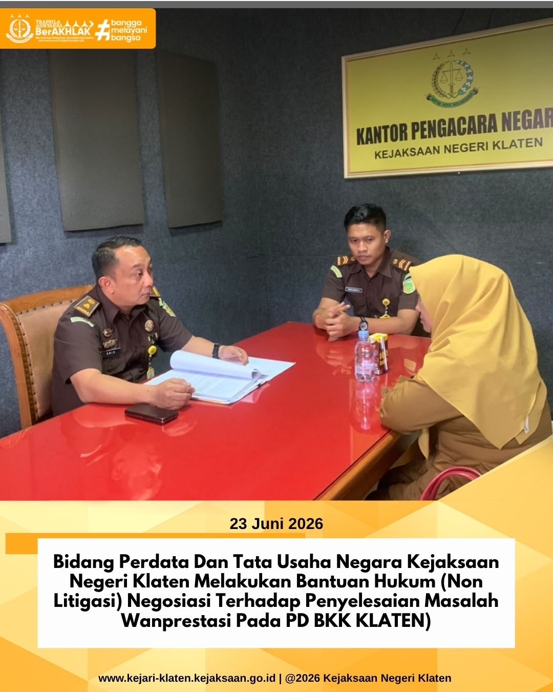 Bantuan Hukum Non Litigasi) negosiasi terhadap Penyelesaian Permasalahan Wanprestasi pada PD Klaten