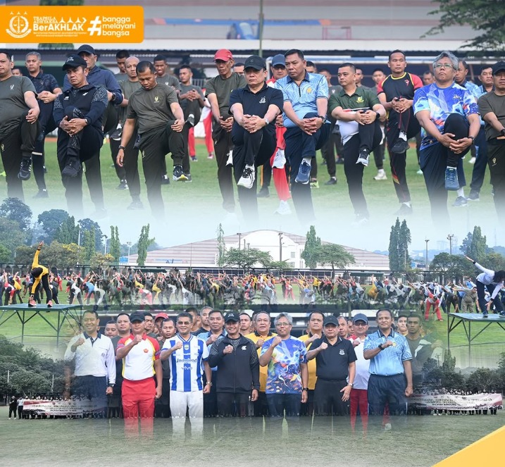 Perkuat Sinergitas dan Soliditas Kajati Jabar Ikuti Olahraga Bersama TNI-Polri dan Forkopimda Kogartap IIBandung