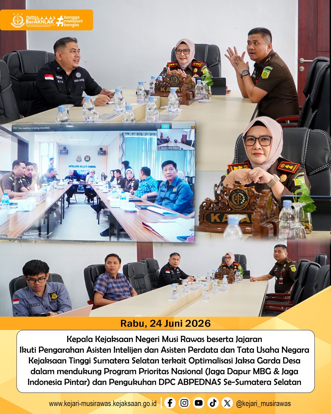 Kajari Musi Rawas Hadiri Pengarahan Asintel dan Asdatun Kejati Sumsel terkait Optimalisasi Jaksa Garda Desa dan Pengukuhan DPC ABPEDNAS