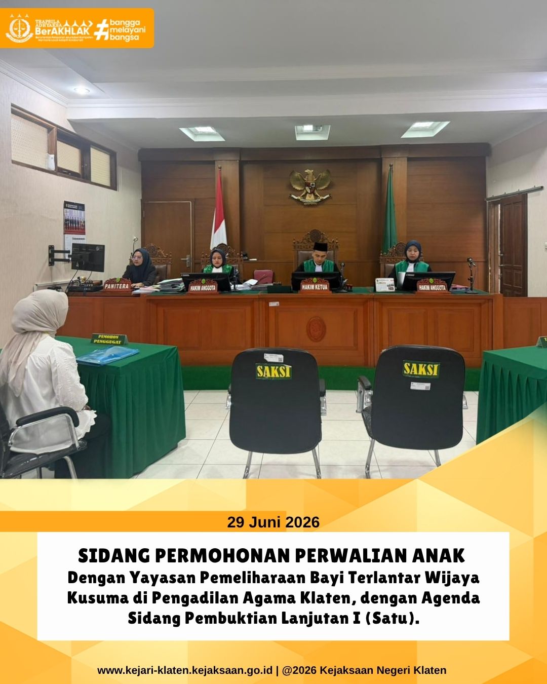 Sidang Perwalian Anak di Pengadilan Agama Klaten
