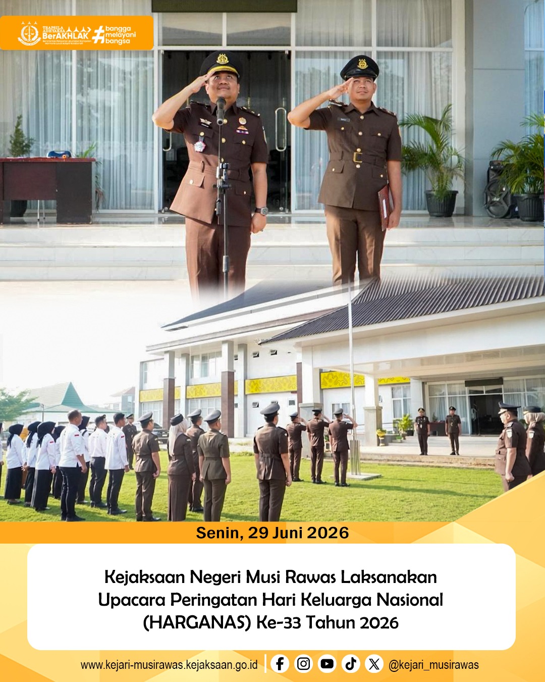Kejaksaan Negeri Musi Rawas Laksanakan Upacara Peringatan Hari Keluarga Nasional HARGANAS) Ke-33 Tahun 2026