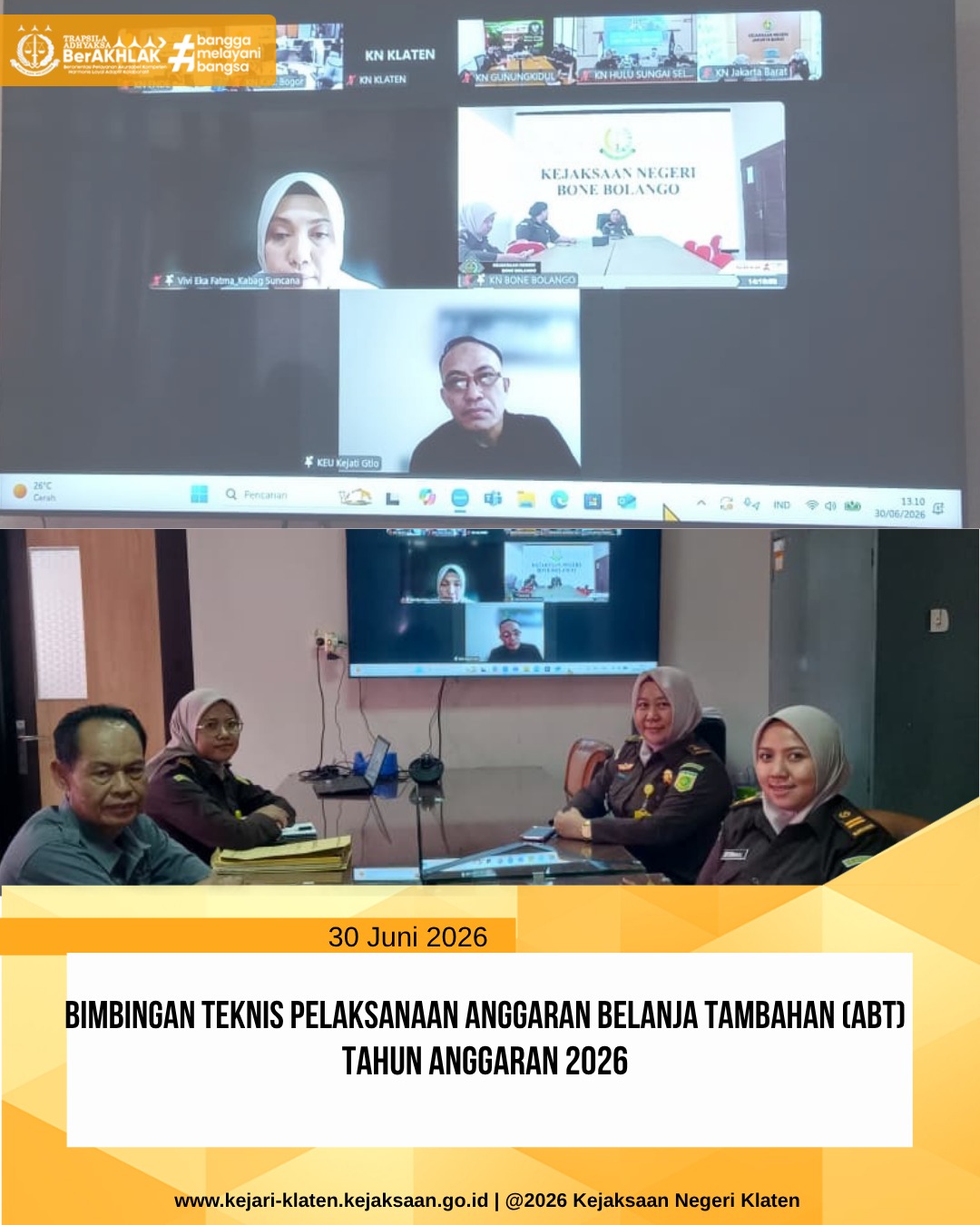 Zoom Meeting  Bimbingan Teknis Pelaksanaan Anggaran Belanja Tambahan ABT) Tahun Anggaran 2026
