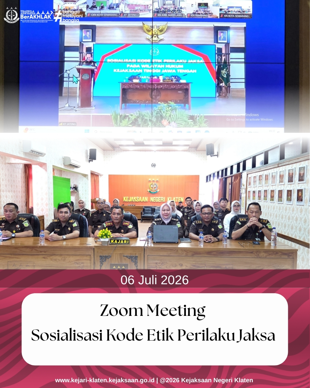 Zoom Meeting Sosialisasi Kode Etik Perilaku Jaksa
