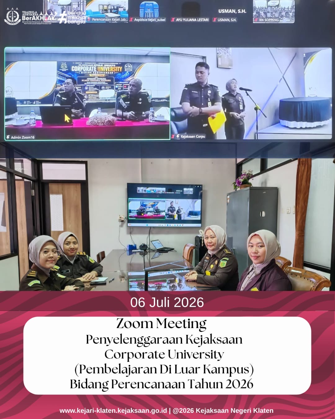 Zoom Meeting  Kejaksaan Corporate University Bidang Perencanaan Tahun 2026