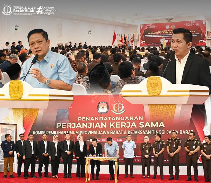 Perkuat Koordinasi dan Sinergitas Penandatanganan Perjanjian Kerja Sama Serentak antara Kejaksaan Tinggi Jawa Barat dengan Komisi Pemilihan Umum Provinsi Jawa Barat