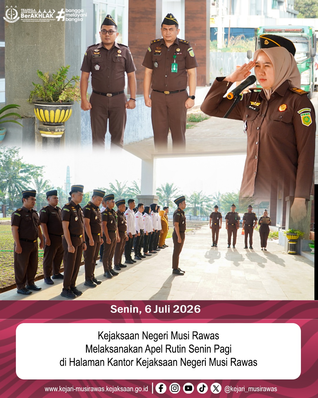 Kejaksaan Negeri Musi Rawas Melaksanakan Apel Rutin Senin Pagi di Halaman Kantor Kejaksaan Negeri Musi Rawas