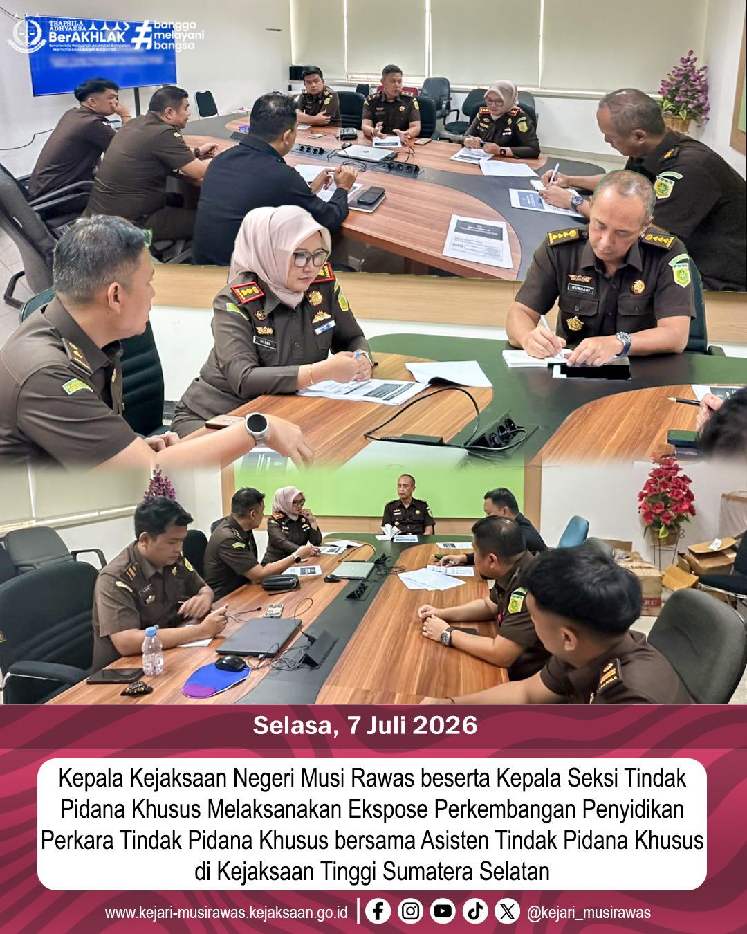 Kajari Musi Rawas Bersama Jajaran Pidsus Lakukan Ekspose Perkembangan Penyidikan di Kejati Sumsel