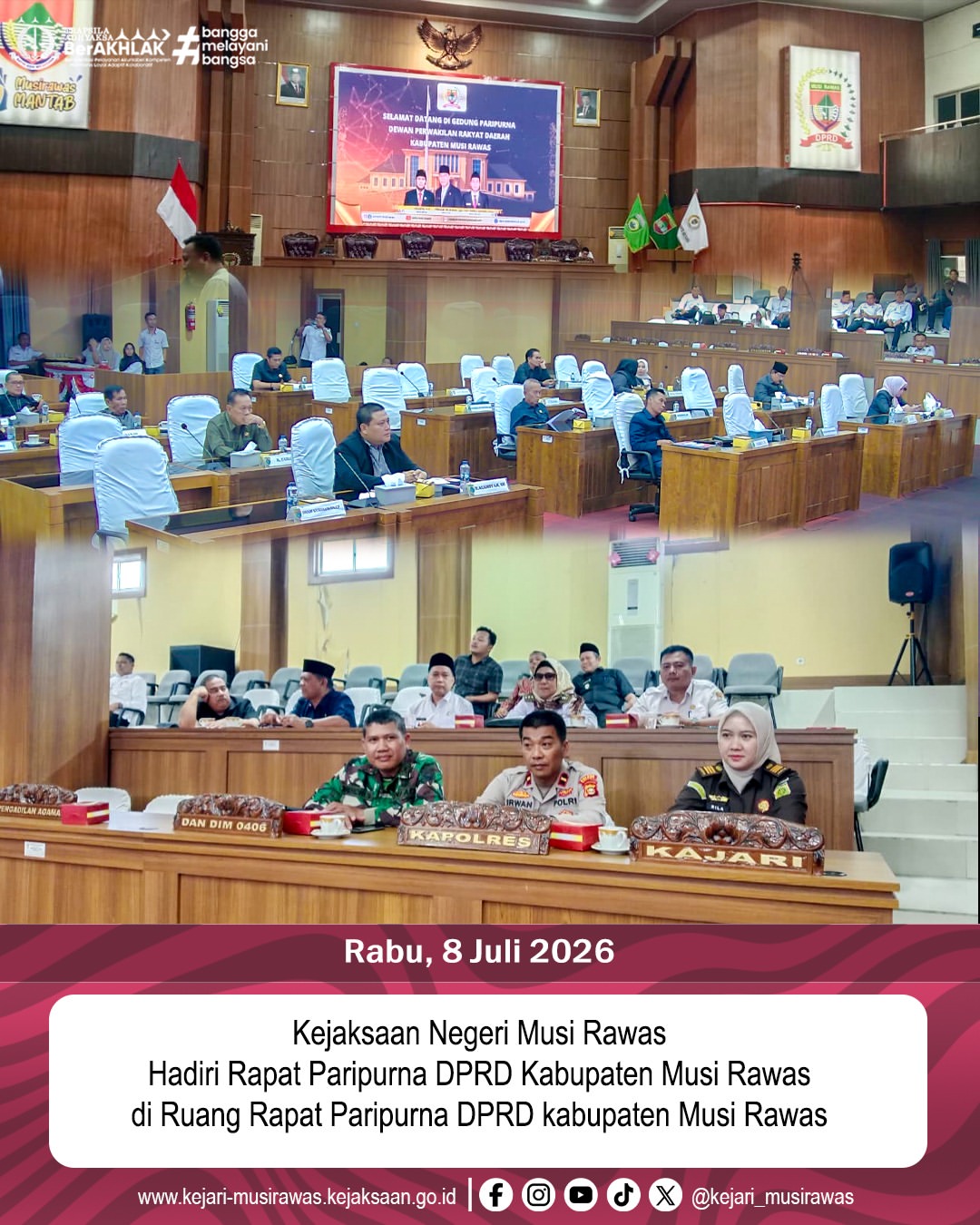 Kepala Sub Bagian Pembinaan Kejaksaan Negeri Musi Rawas Rila Febriana SH MH Hadiri Rapat Paripurna DPRD Kabupaten Musi Rawas di Ruang Rapat Paripurna DPRD Kabupaten Musi Rawas