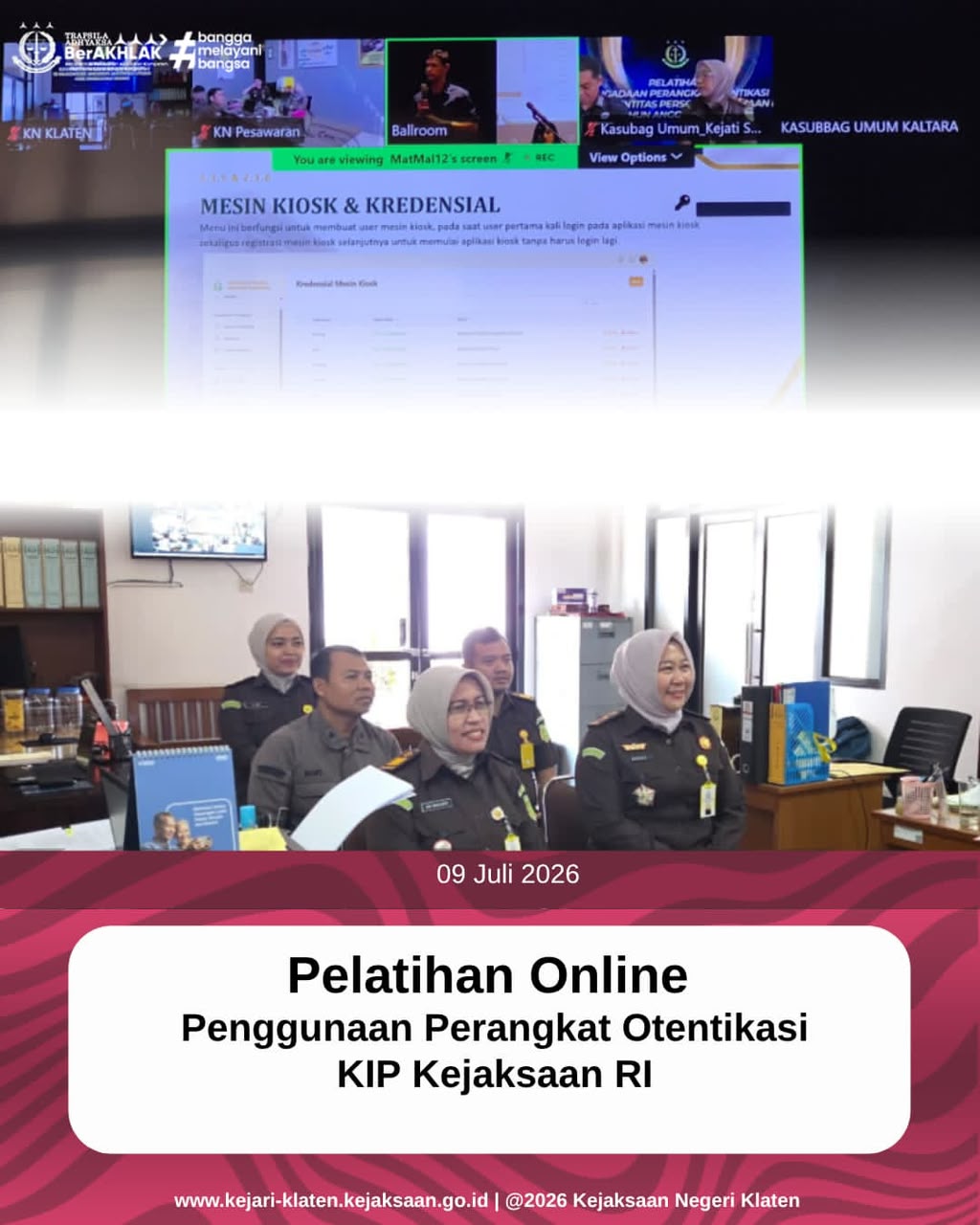 Pelatihan Online Penggunaan Perangkat Otentikasi KIP Kejaksaan RI