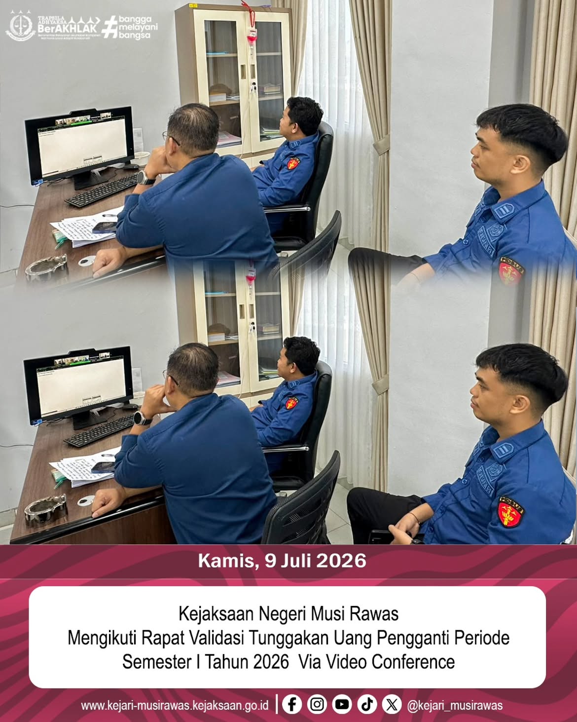 Kepala Seksi Tindak Pidana Khusus Imam Murtadlo SH MH dan jajaran Mengikuti Rapat Validasi Tunggakan Uang Pengganti Periode Semester I Tahun 2026 Via Video Conference