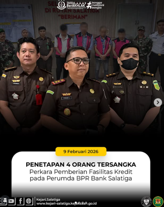 Penetapan 4 Orang Tersangka Perkara Pemberian Fasilitas Kredit pada Perumda BPR Bank Salatiga