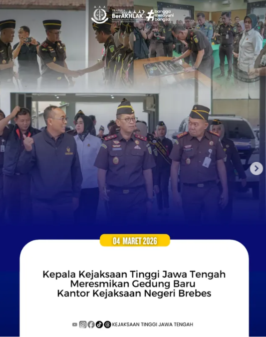 Kepala Kejaksaan Tinggi Jawa Tengah Meresmikan Gedung Baru Kantor Kejaksaan Negeri Breves