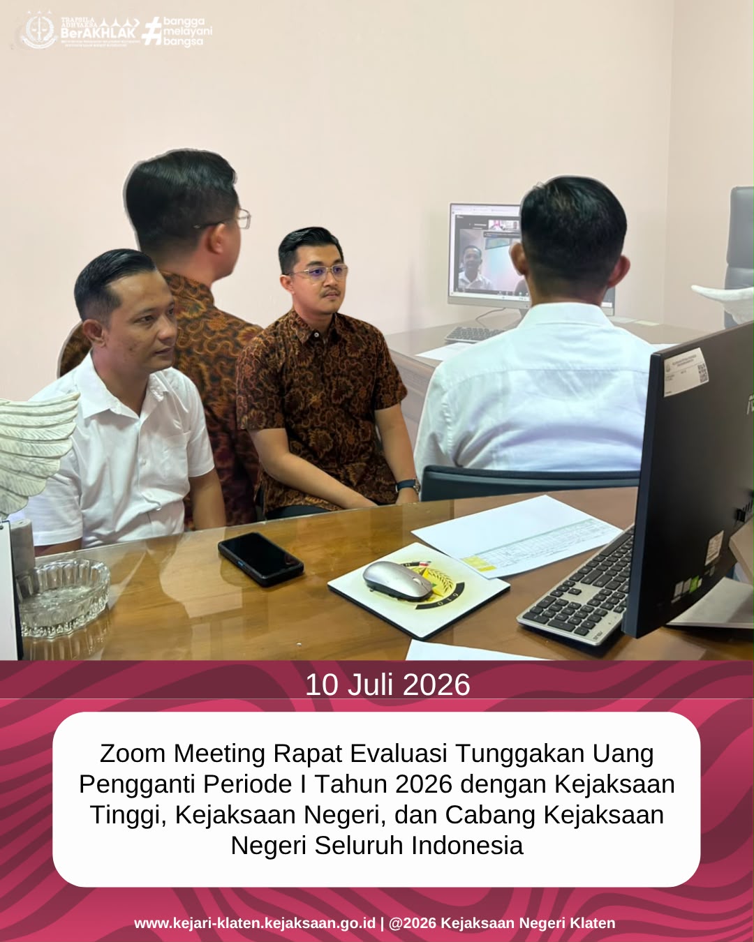 Zoom meeting Rapat Evaluasi Tunggakan Uang Pengganti Periode I Tahun 2026