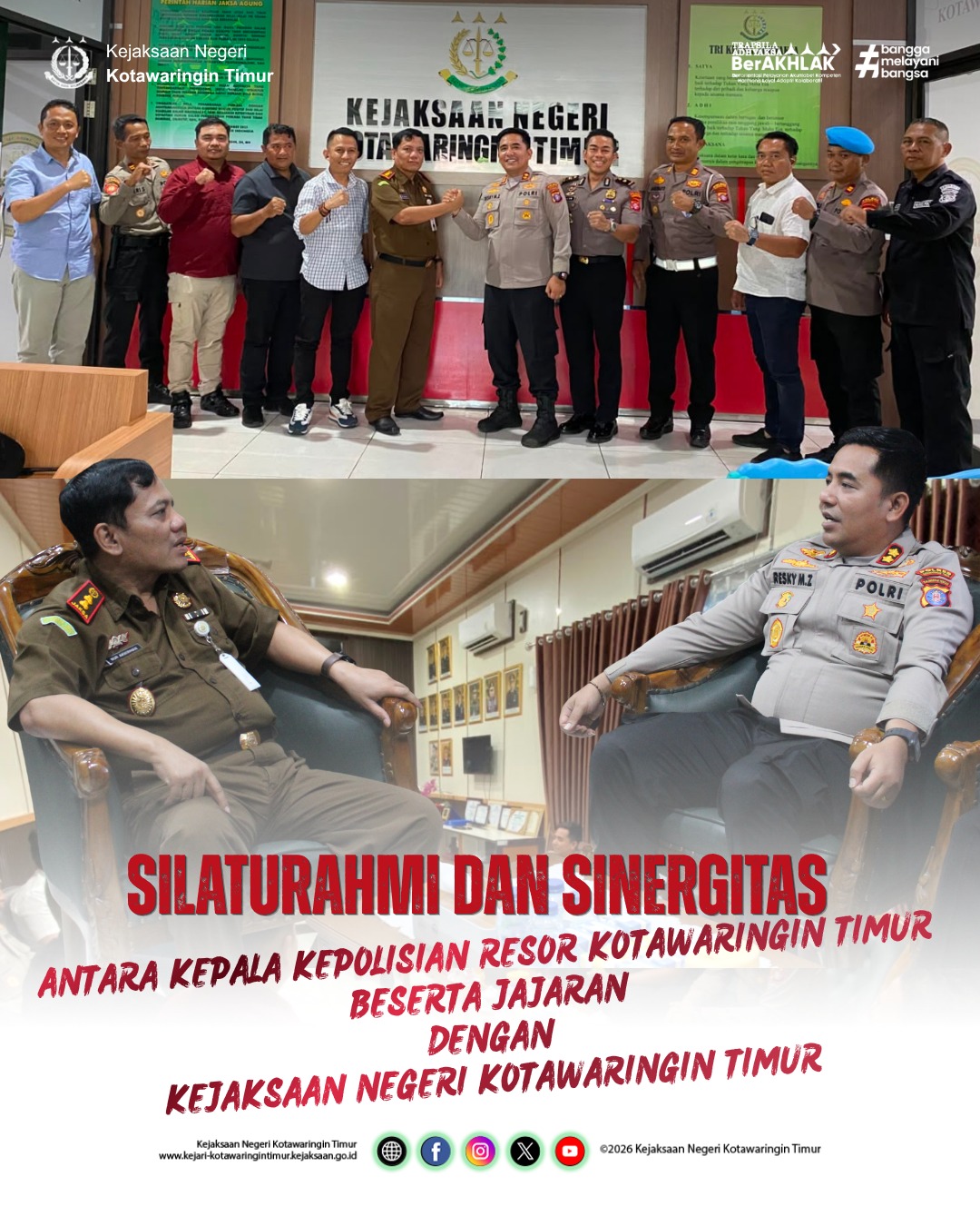 SILATURAHMI DAN SINERGITAS ANTARA KEPALA KEPOLISIAN RESOR KOTAWARINGIN TIMUR BESERTA JAJARAN DENGAN KEJAKSAAN NEGERI KOTAWARINGIN TIMUR