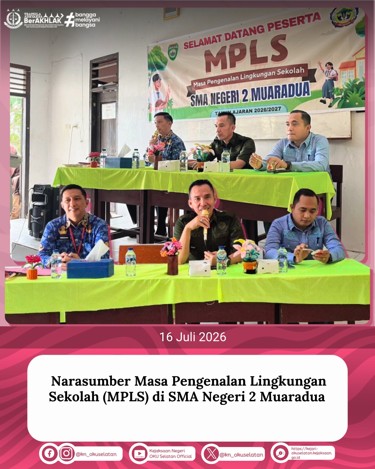 Kejari OKU Selatan melakukan Penyuluhan Hukum Bahaya Narkotika di SMA Negeri 2 Muaradua