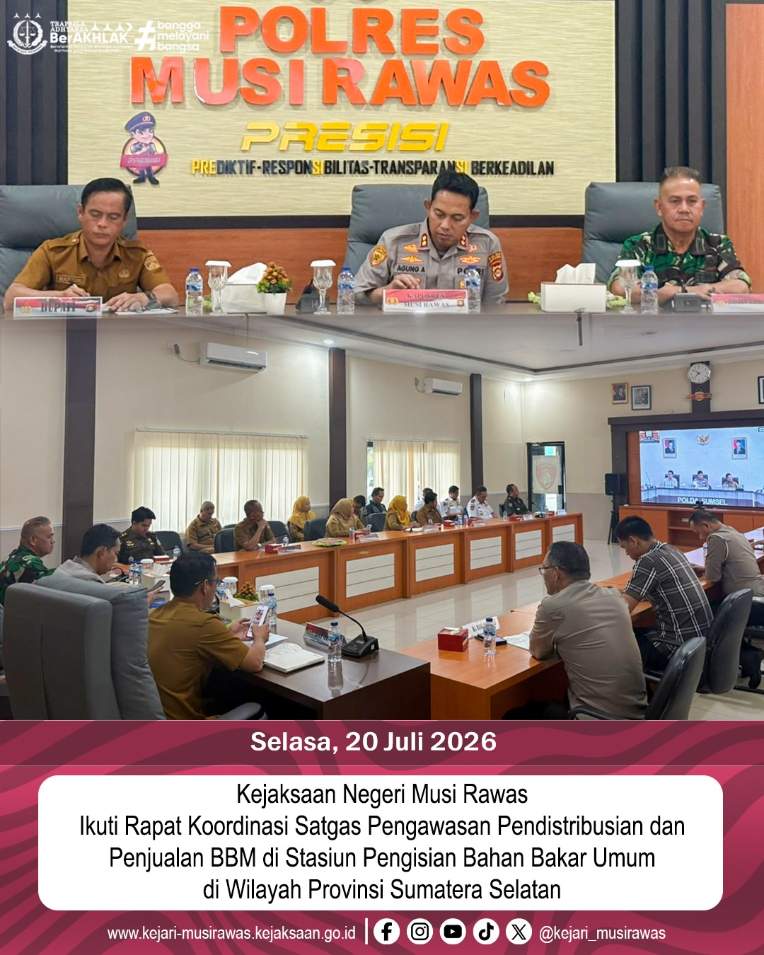 Kejari Musi Rawas Ikuti Rakor Satgas Pengawasan Pendistribusian BBM di Sumsel