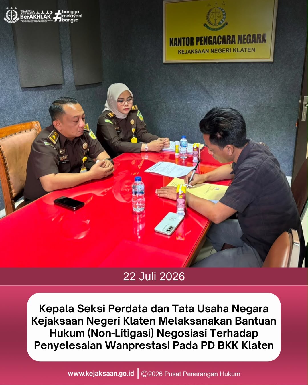 Bantuan Hukum Non Litigasi) negosiasi terhadap Penyelesaian Permasalahan Wanprestasi pada PD BKK Klaten