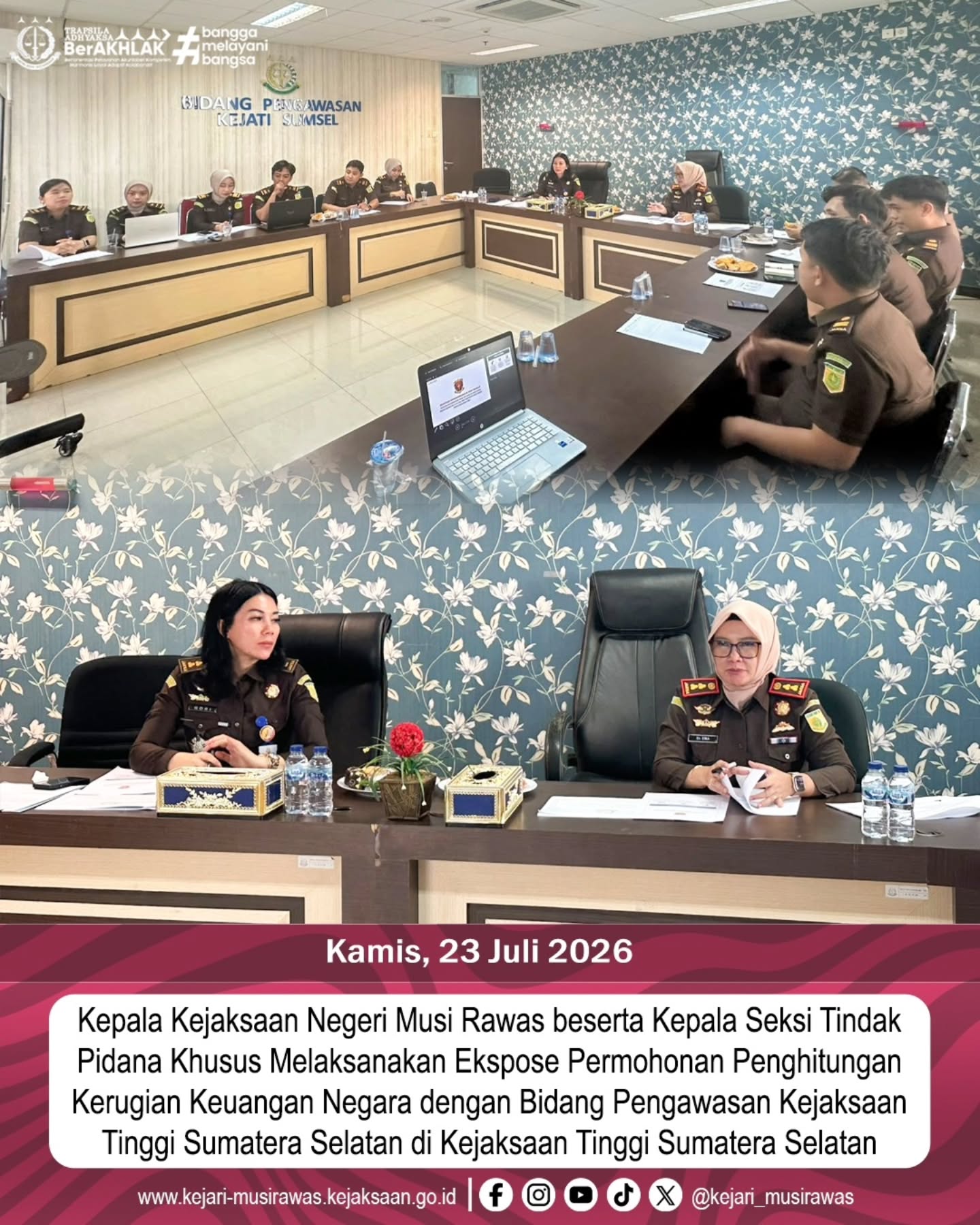Perkuat Penanganan Kasus Korupsi Kajari Musi Rawas Ekspose Penghitungan Kerugian Keuangan Negara di Kejati Sumsel