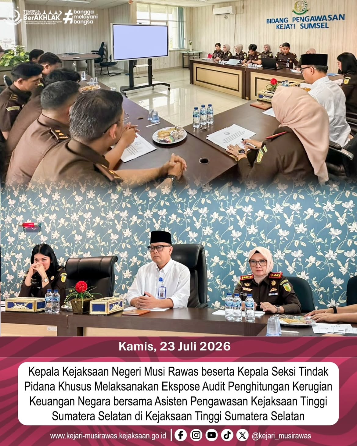 Kajari dan Kasi Pidsus Musi Rawas Ekspose Audit Kerugian Negara di Kejati Sumsel