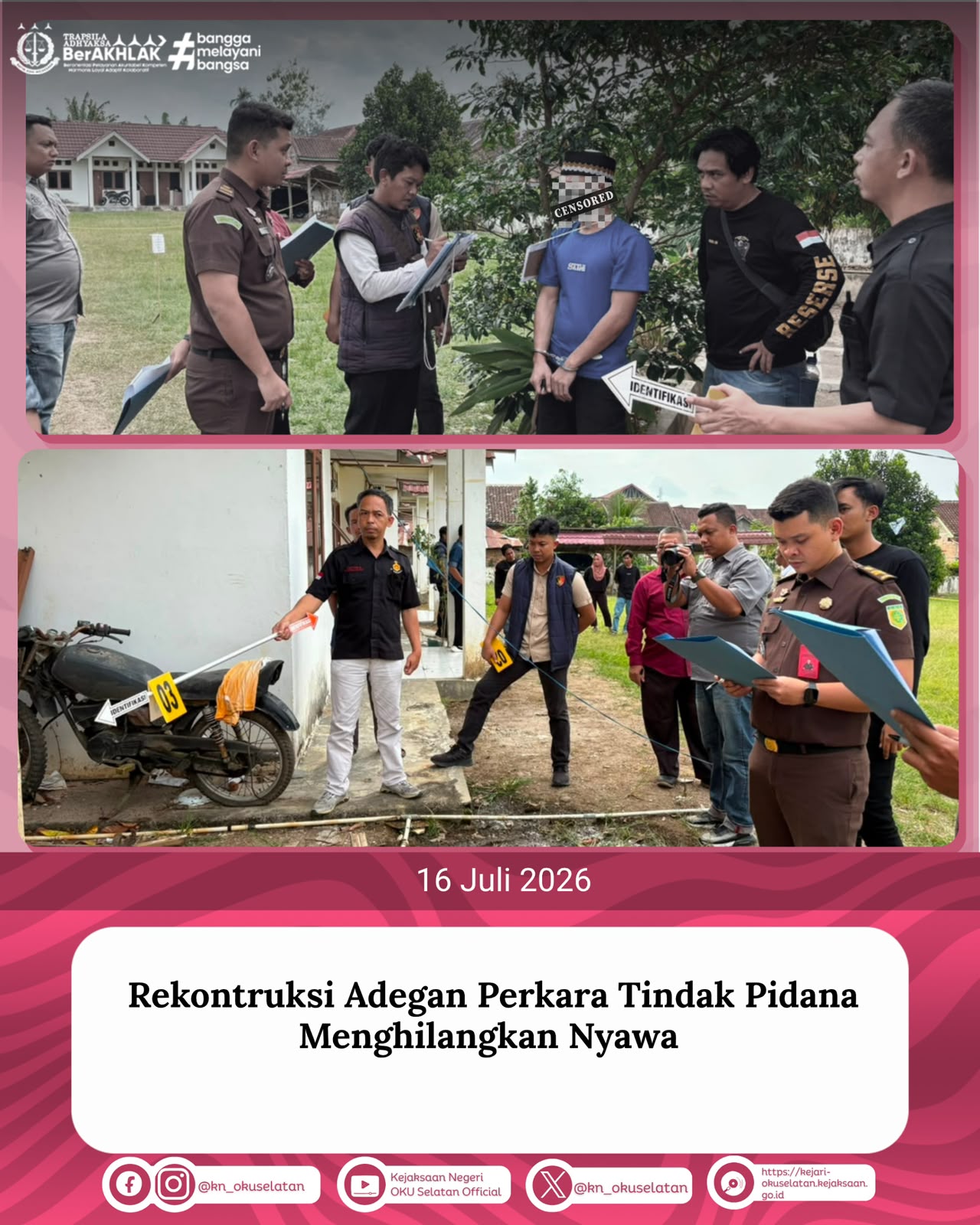 Rekonstruksi Perkara Tindak Pidana Pembunuhan JPU Kejari OKU Selatan Hadiri Rekonstruksi Bersama Polres OKU Selatan