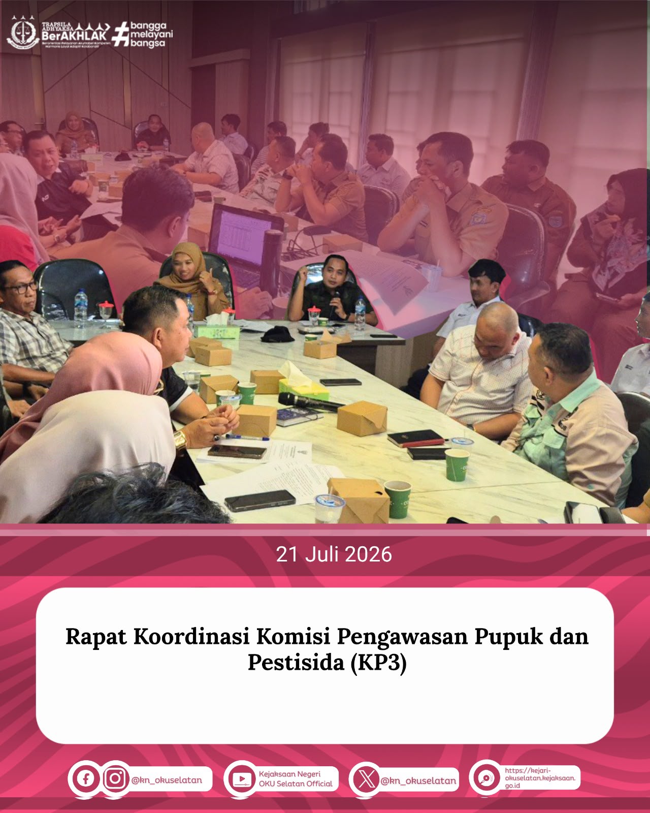 Kejari OKU Selatan Hadiri Rapat Koordinasi KP3 untuk Perkuat Pengawasan Pupuk Bersubsidi
