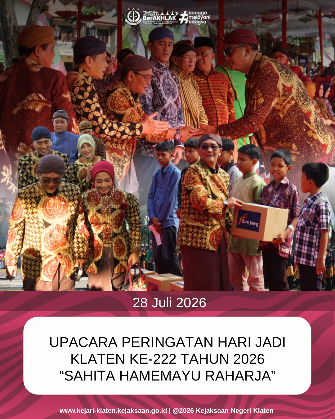 Upacara Peringatan Hari Jadi Klaten ke-222 Tahun 2026