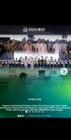 Kegiatan Optimalisasi Program Jaksa Garda Desa Jaga Desa) Dalam Mnedukung Program Prioritas Nasional Jaga Dapur MBG  Jaga Indoensia Pintar) dan Pengukuhan DPD DPC ABPEDNAS Jawa Tengah