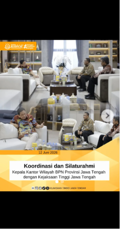 Koordinasi dan Silaturahmi Kepala Kantor Wilayah BPN Provinsi Jawa Tengah dengan Kejaksaan Tinggi Jawa Tengah