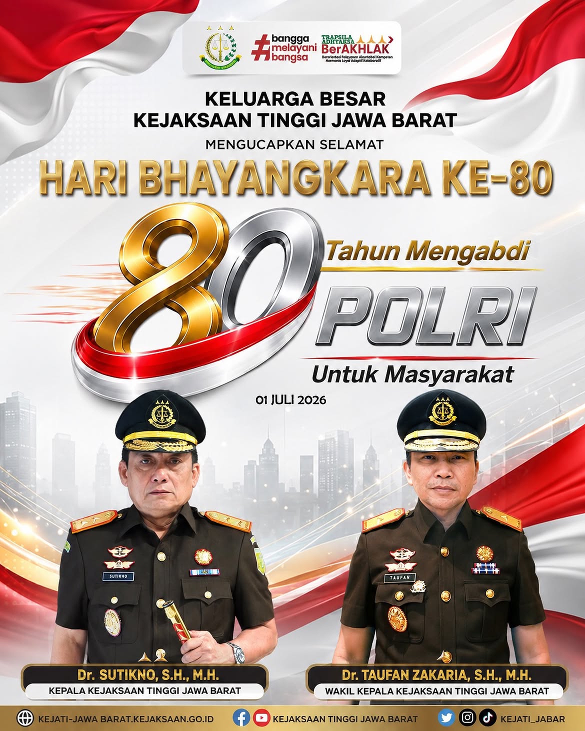 Selamat Hari Bhayangkara ke-80 Dengan mengusung tema 80 Tahun Mengabdi Polri untuk Masyarakat