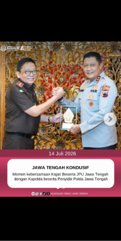 JAWA TENGAH KONDUSIF Momen kebersamaan Kajati Beserta JPU Jawa Tengah dengan Kapolda beserta Penyidik Polda Jawa Tengah