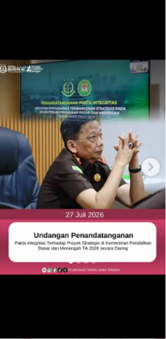 UNDANGAN PENANDATANGANAN  Pakta Integritas Terhadap Proyek Strategis di kementrian Pendidikan Dasar dan Menengah TA 2026 secara Daring
