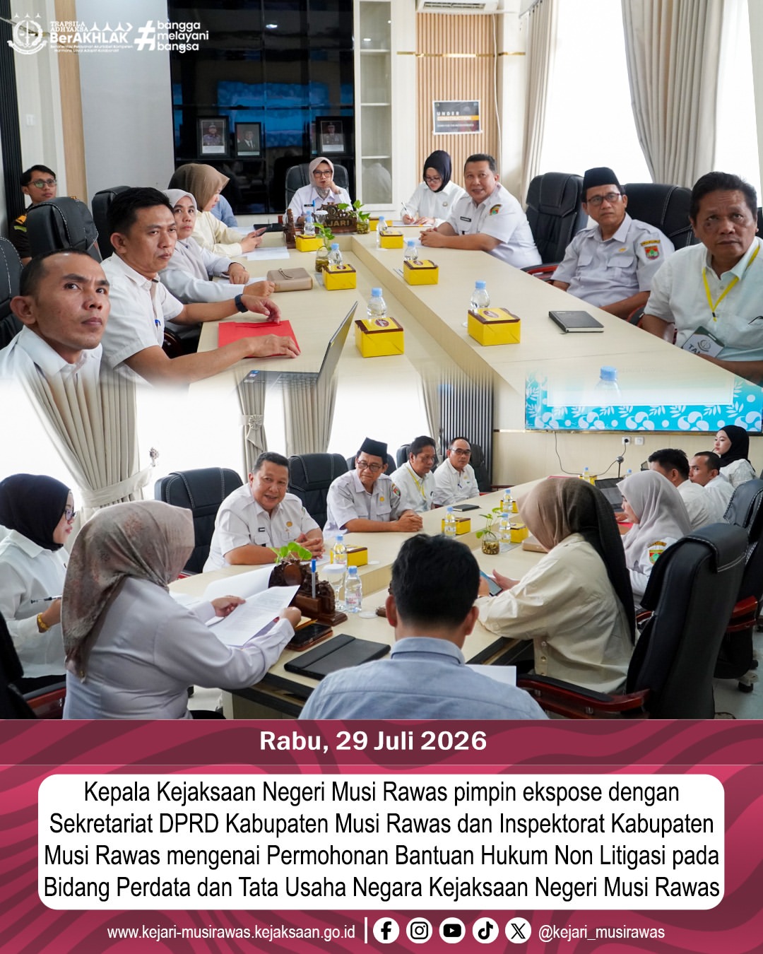 Kajari Musi Rawas Pimpin Ekspose Permohonan Bantuan Hukum Non Litigasi Bersama DPRD dan Inspektorat