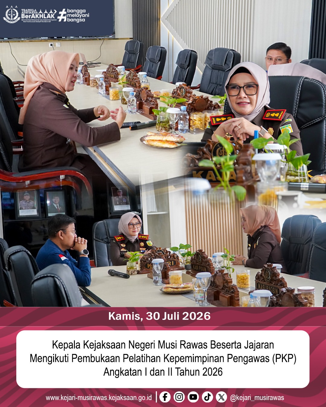 Kepala Kejaksaan Negeri Musi Rawas Dr Ema Siti Huzaemah Ahmad SH MH Beserta Jajaran Mengikuti Pembukaan Pelatihan Kepemimpinan Pengawas PKP) Angkatan I dan II Tahun 2026