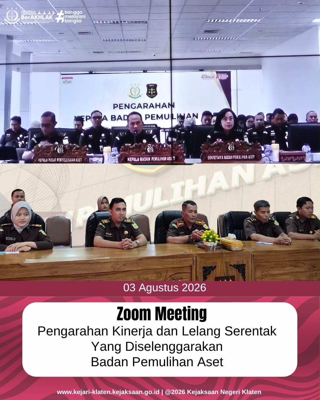 Zoom Meeting Pengarahan Kinerja dan Lelang Serentak