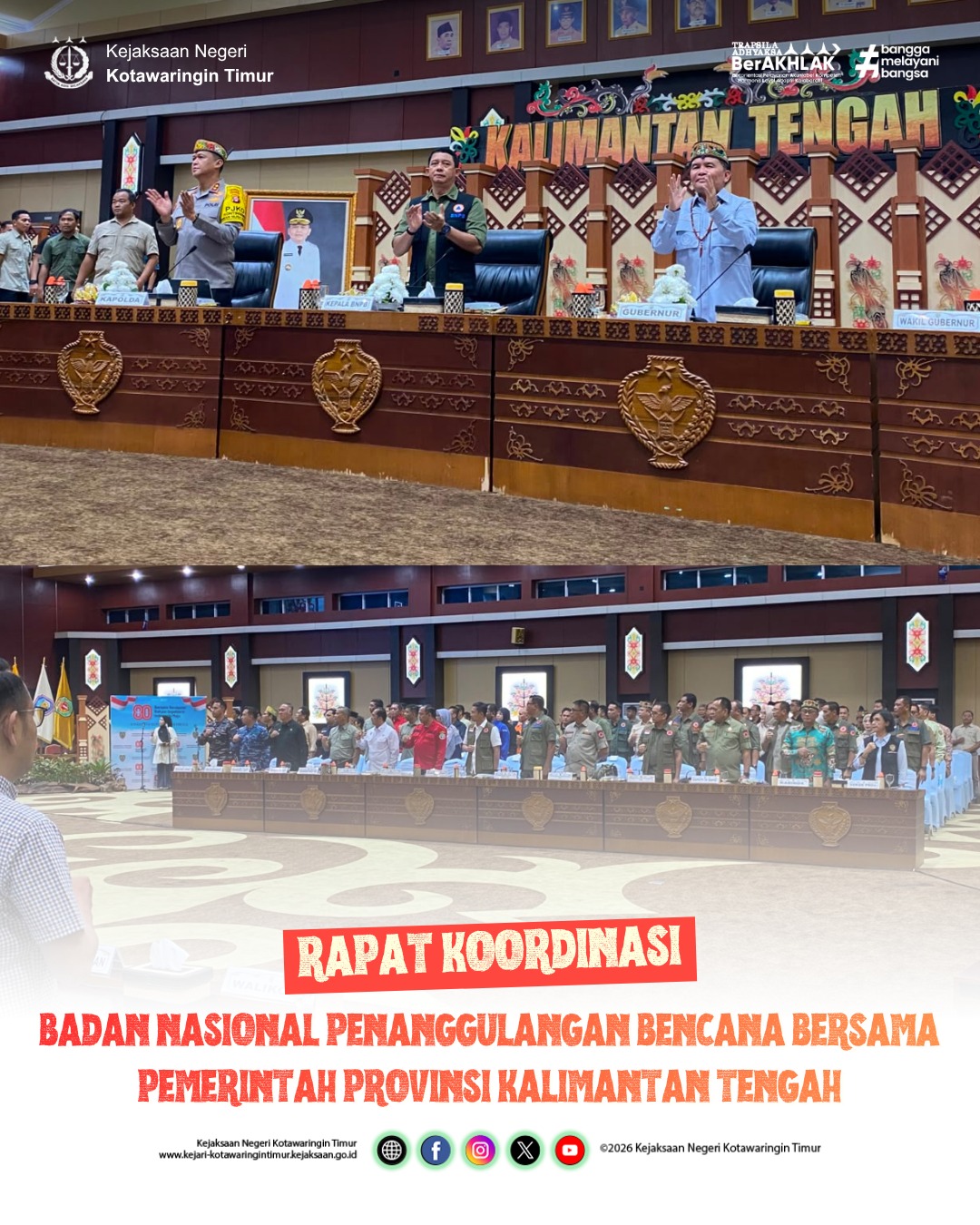 RAPAT KOORDINASI BADAN NASIONAL PENANGGULANGAN BENCANA BERSAMA PEMERINTAH PROVINSI KALIMANTAN TENGAH