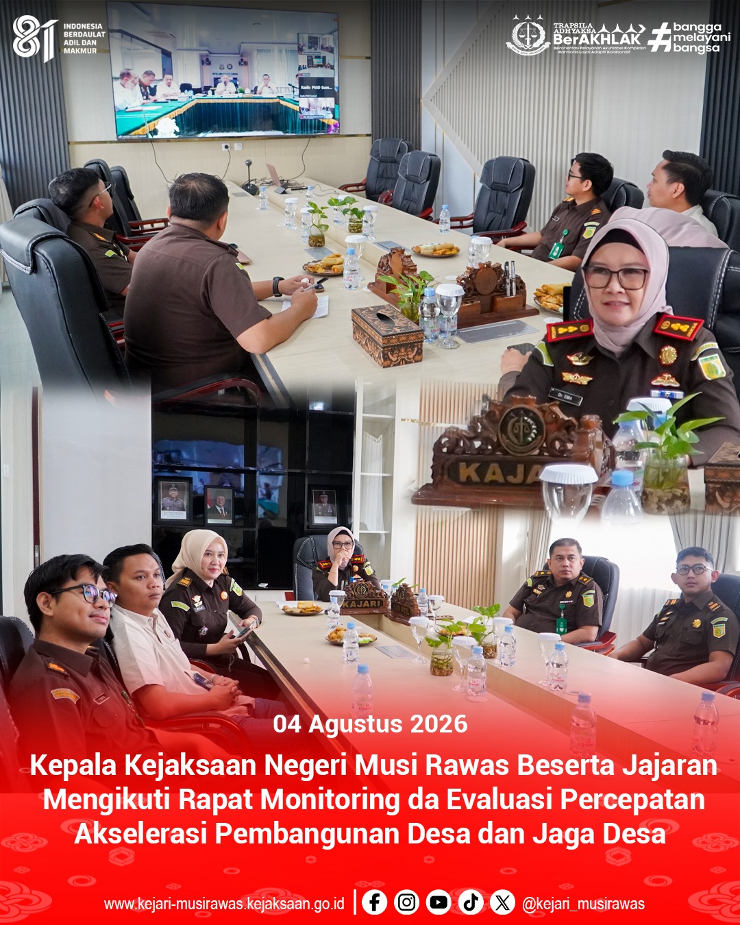 Kejari Musi Rawas Komit Kawal Pembangunan Desa Melalui Rapat Monev dan Program Jaga Desa
