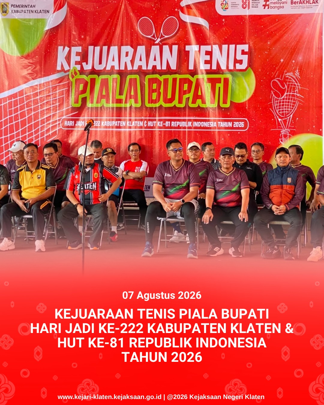 Pembukaan Kejuaraan Tenis Lapangan Piala Bupati Klaten Tahun 2026