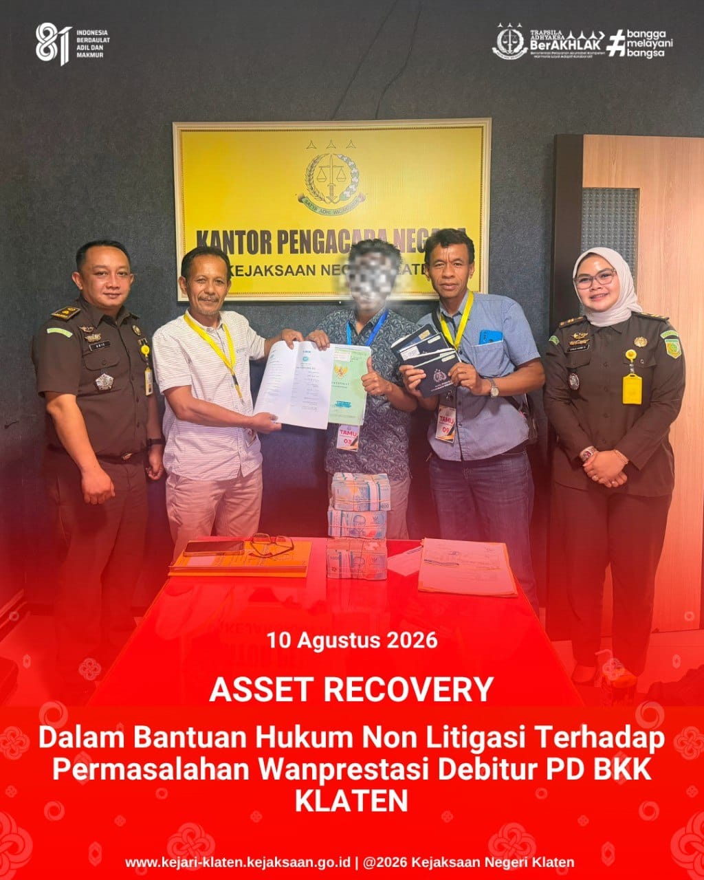 Pemulihan Aset Asset Recovery) Dalam Bantuan Hukum Non Litigasi Terhadap Permasalahan Wanprestasi Debitur PD BKK Klaten