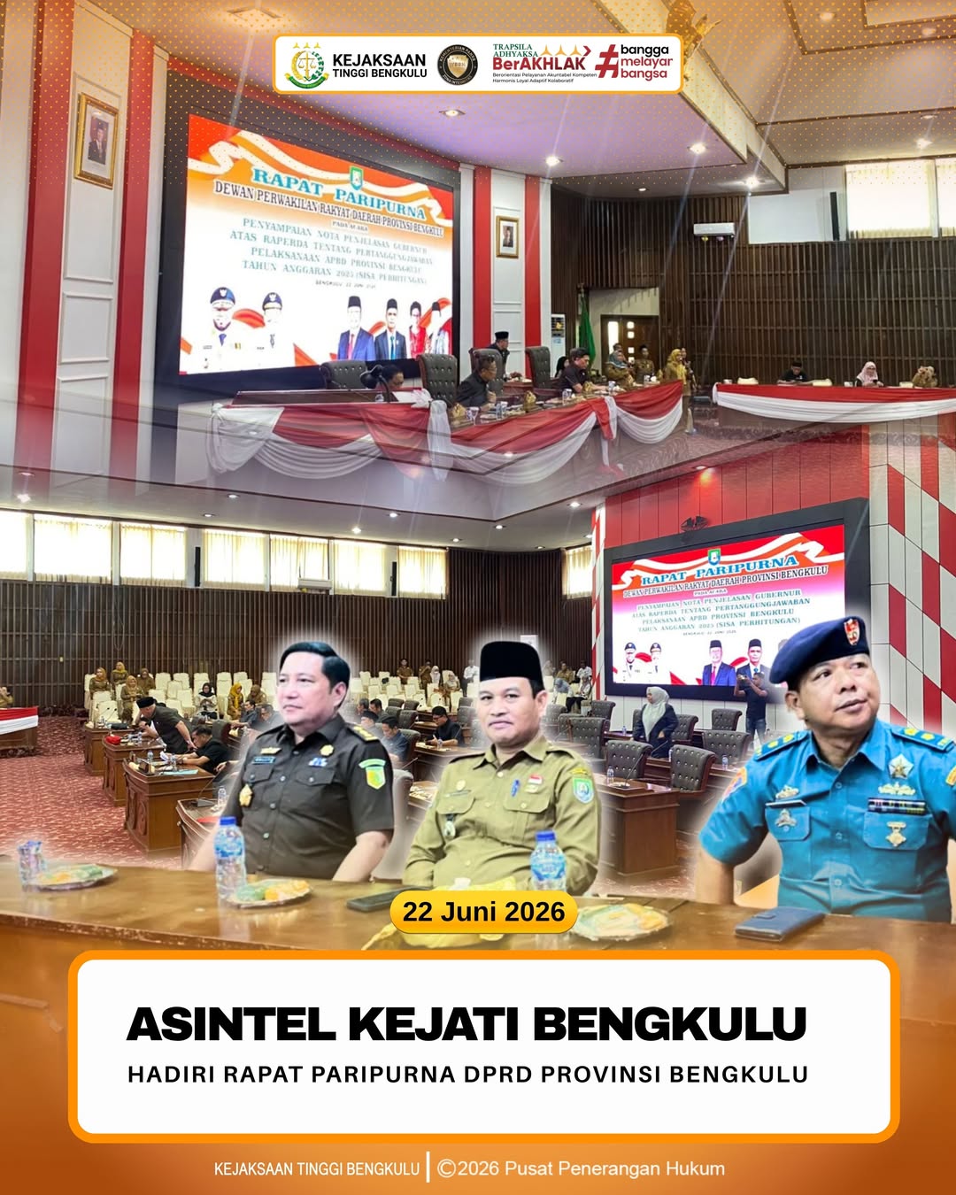 Asisten Intelijen Kejaksaan Tinggi Bengkulu Hadiri Rapat Paripurna DPRD Provinsi Bengkulu