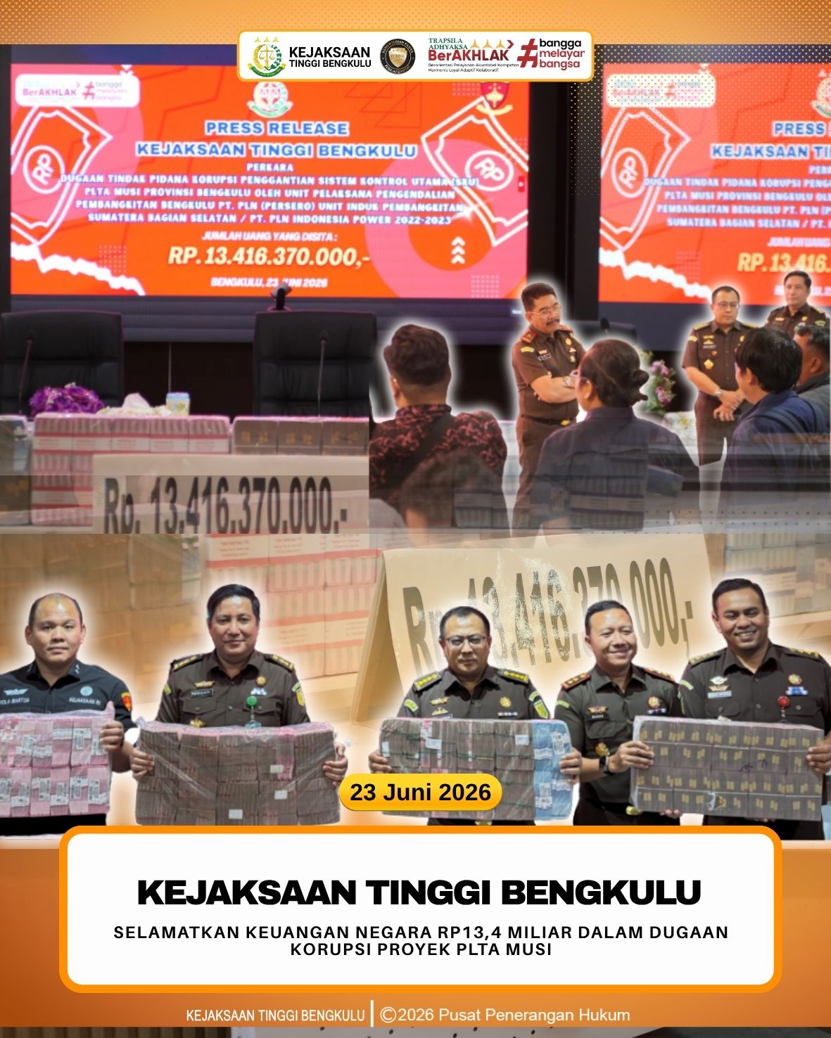 Kejaksaan Tinggi Bengkulu Selamatkan Keuangan Negara Rp134 Miliar dalam Dugaan Korupsi Proyek PLTA Musi