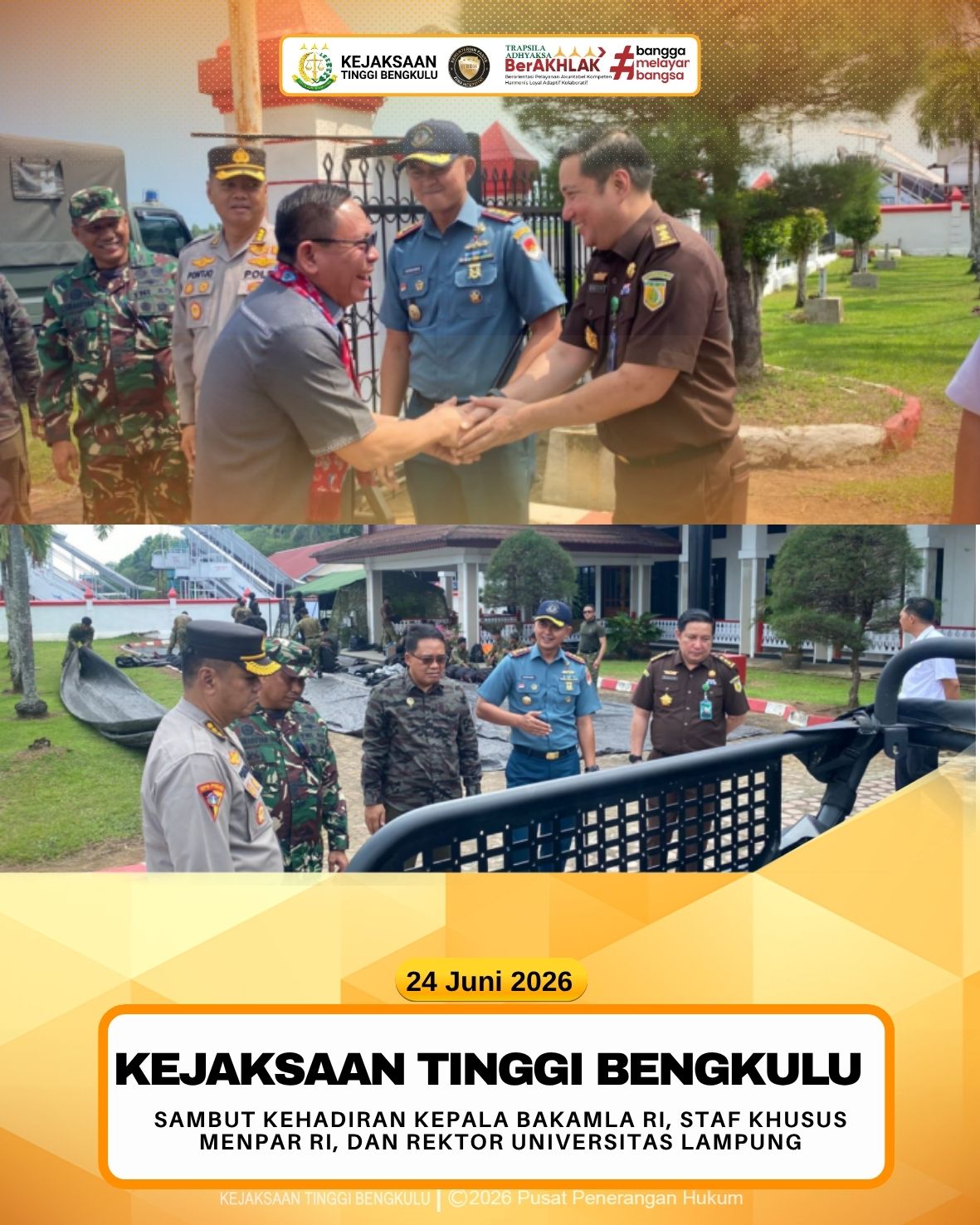 Kejaksaan Tinggi Bengkulu Sambut Kehadiran Kepala Bakamla RI Staf Khusus Menpar RI dan Rektor Universitas Lampung