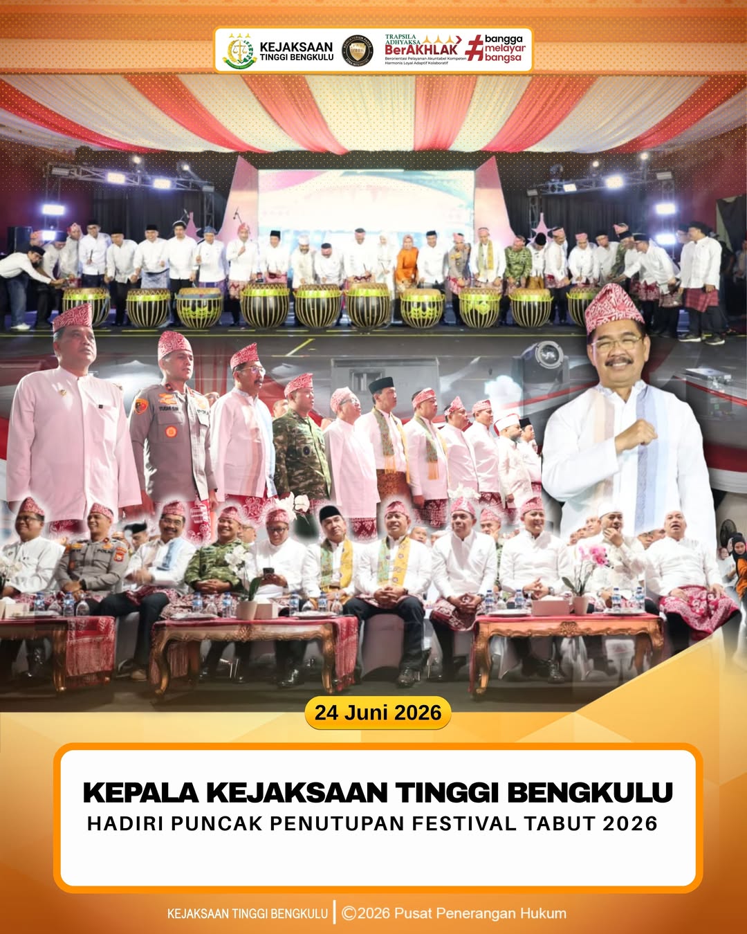 Kepala Kejaksaan Tinggi Bengkulu Hadiri Puncak Penutupan Festival Tabut 2026
