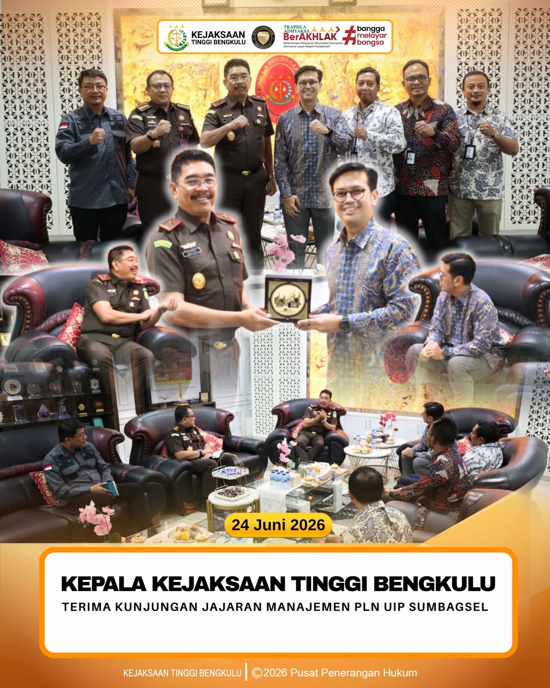 Kepala Kejaksaan Tinggi Bengkulu Terima Kunjungan Jajaran Manajemen PLN UIP Sumbagsel