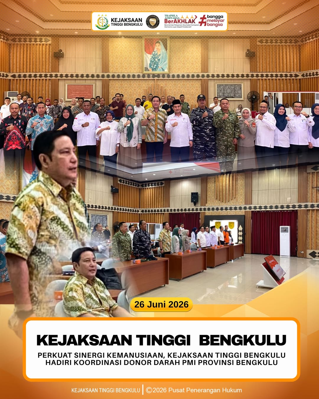 Perkuat Sinergi Kemanusiaan Kejaksaan Tinggi Bengkulu Hadiri Koordinasi Donor Darah PMI Provinsi Bengkulu