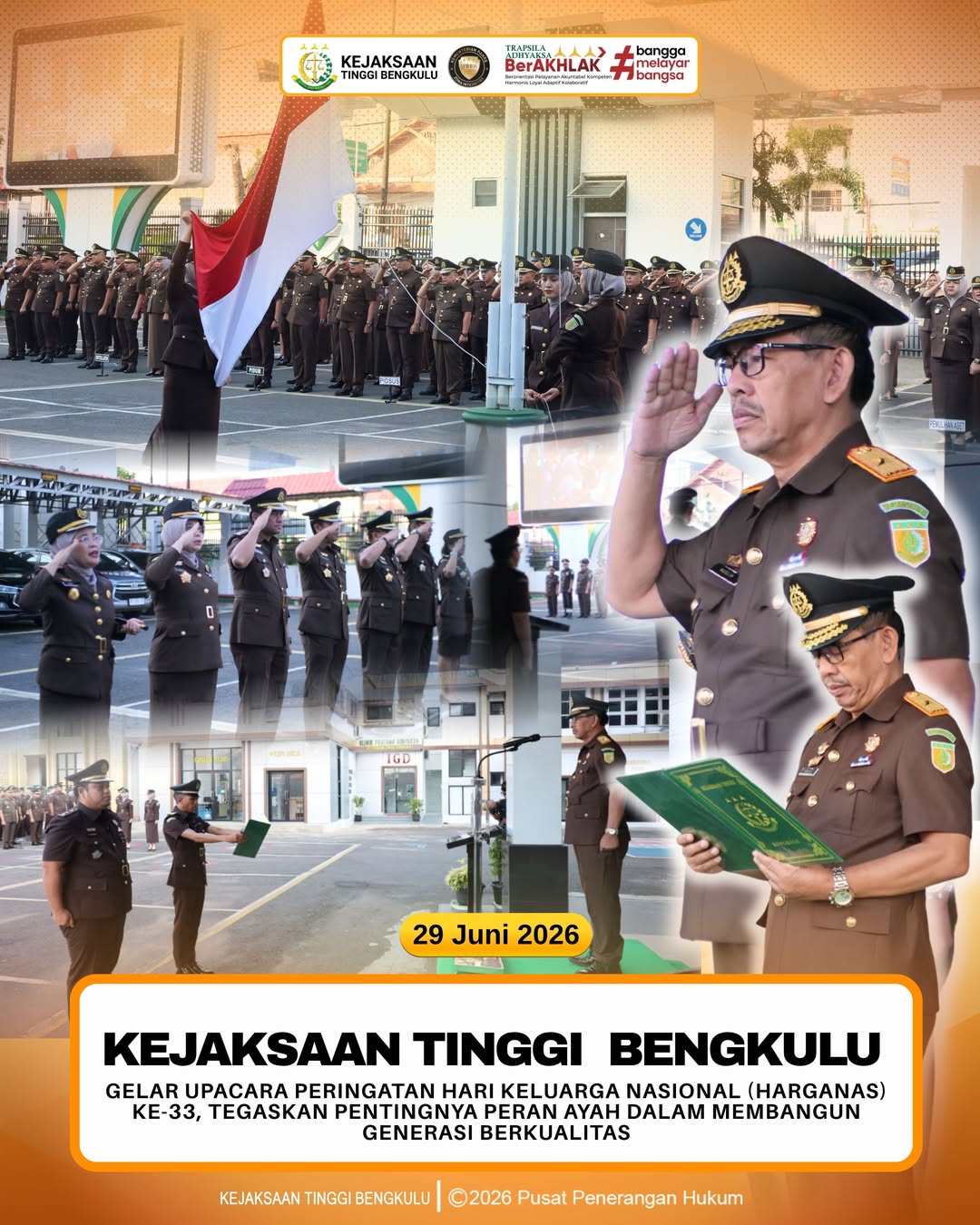 Kejati Bengkulu Gelar Upacara Peringatan Hari Keluarga Nasional HARGANAS) ke-33