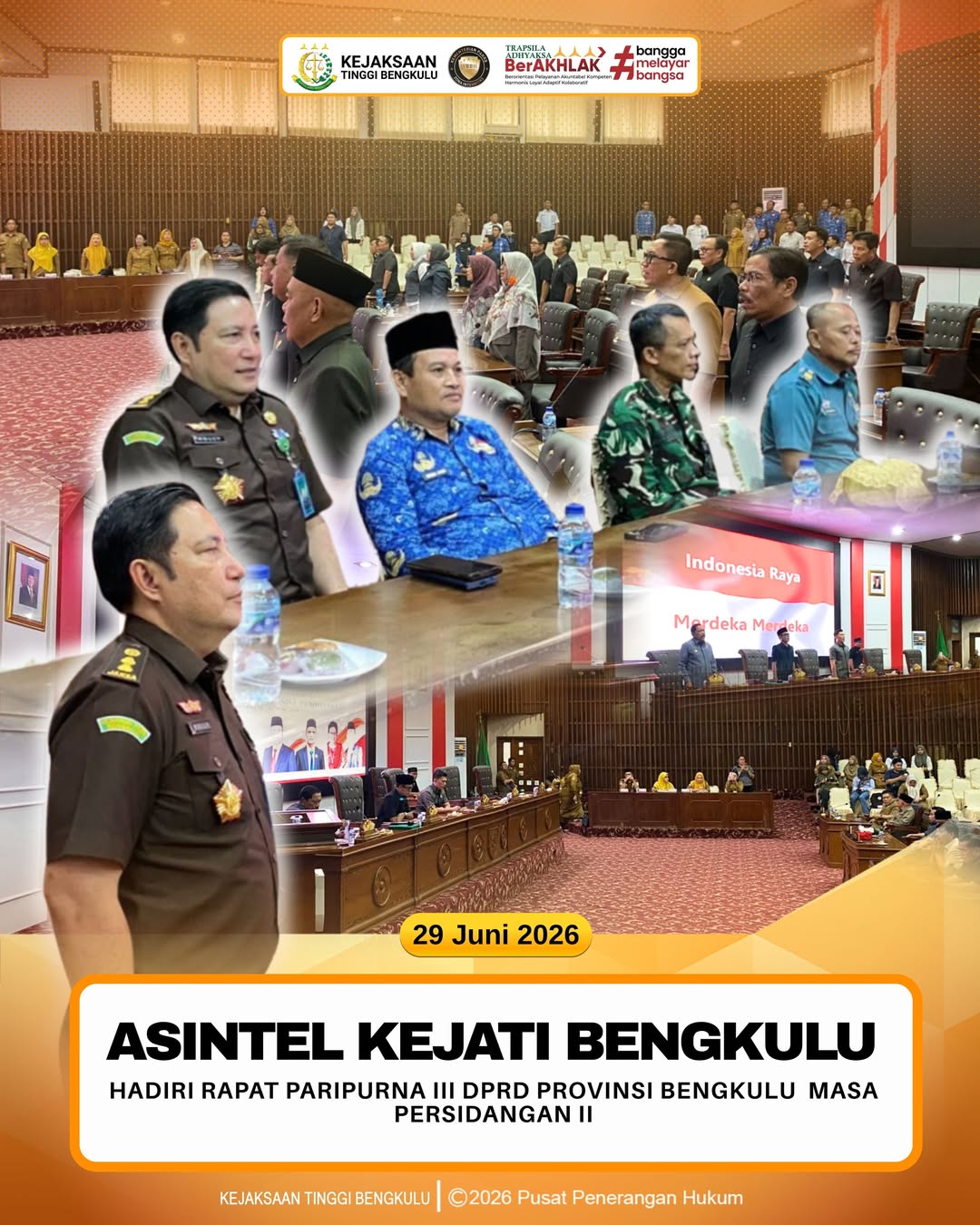 Asisten Intelijen Kejaksaan Tinggi Bengkulu Hadiri Rapat Paripurna III DPRD Provinsi Bengkulu Masa Persidangan II
